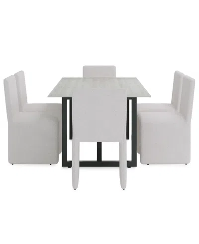 Macy's Furniture Emila 5-pc. Dining Set (rectangular Table & 4 Upholstered Chairs) In White