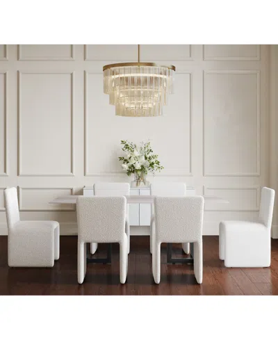 Macy's Furniture Emila 5-pc. Dining Set (rectangular Table & 4 Upholstered Chairs) In White
