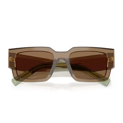 Prada Eyewear Rectangle Frame Sunglasses In Brown