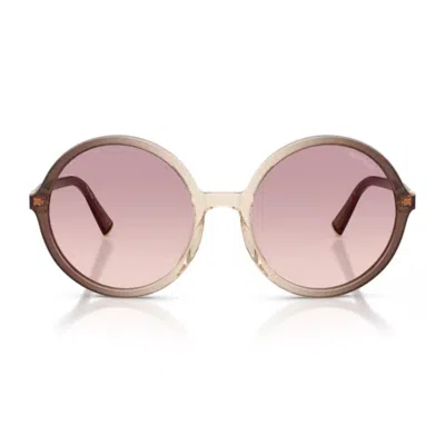 Miu Miu 0mu B02s Miu Regard Oversized Round Gradient Brown Acetate Sunglasses In Blue
