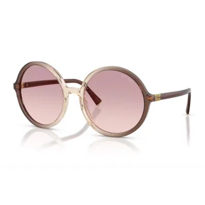 Miu Miu 0mu B02s Miu Regard Oversized Round Gradient Brown Acetate Sunglasses In Blue