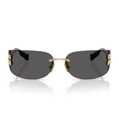 Miu Miu 75mm Oversize Rectangular Wrap Sunglasses In Gold