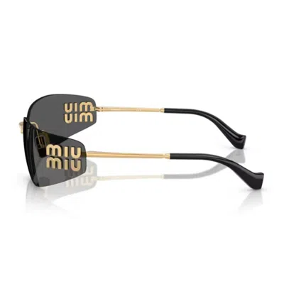 Miu Miu 75mm Oversize Rectangular Wrap Sunglasses In Gold