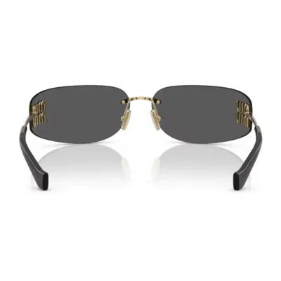 Miu Miu 75mm Oversize Rectangular Wrap Sunglasses In Gold