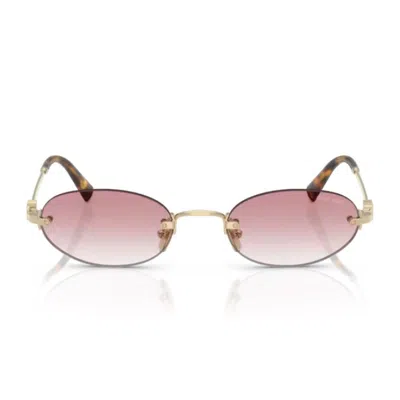 Miu Miu Womens Gold Mu A54s Oval-frame Metal Sunglasses In Neutral