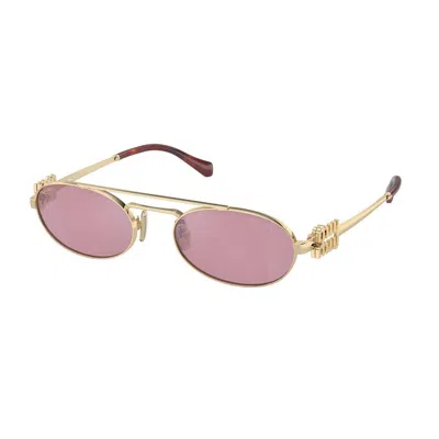Miu Miu 0mu 54zs Vintage Oval Gold Metal Sunglasses In Gold