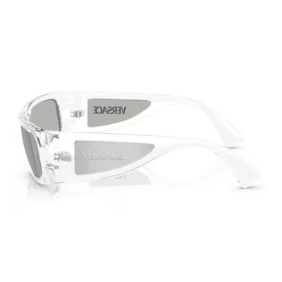 Versace 0ve4482 Lens Logo Rectangular Frame Sunglasses In Transparent