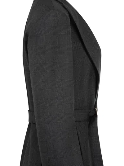 Loewe Check-pattern Blazer In Gray