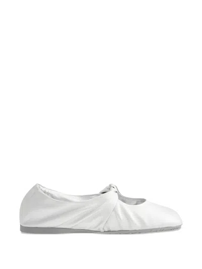 Loewe Pebble Soft Ballet Flats In Laminated Lamb Nappa Leather In Silver