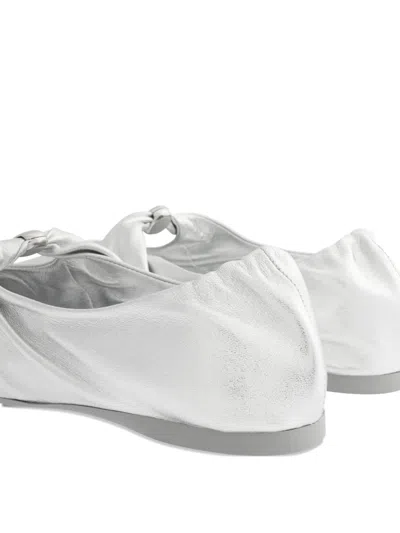 Loewe Pebble Soft Ballet Flats In Laminated Lamb Nappa Leather In Silver