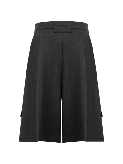 Loewe Check-pattern Cargo Shorts In Black