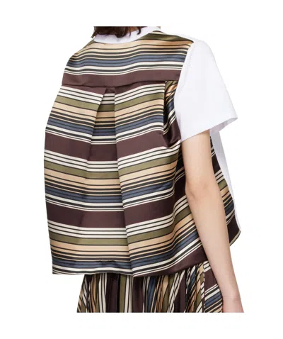 Sacai Striped T-shirt In Multi
