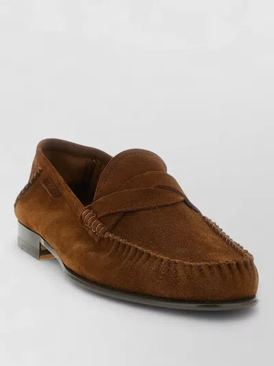 Tom Ford Ripley Loafers Penny Strap Round Toe Suede In Brown