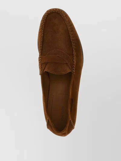 Tom Ford Ripley Loafers Penny Strap Round Toe Suede In Brown