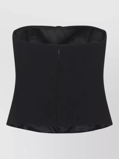Giorgio Armani Strapless Top Fitted Silhouette Floral Detail In Black