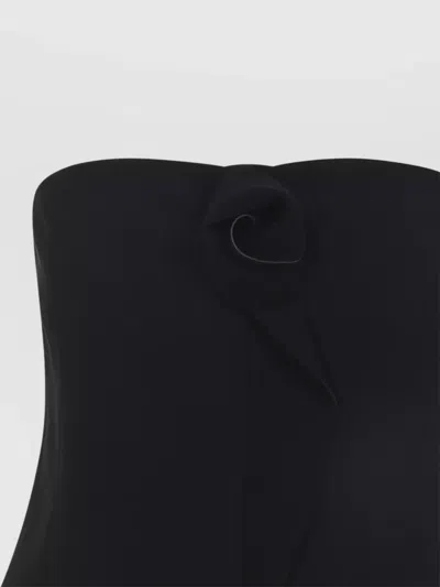 Giorgio Armani Strapless Top Fitted Silhouette Floral Detail In Black