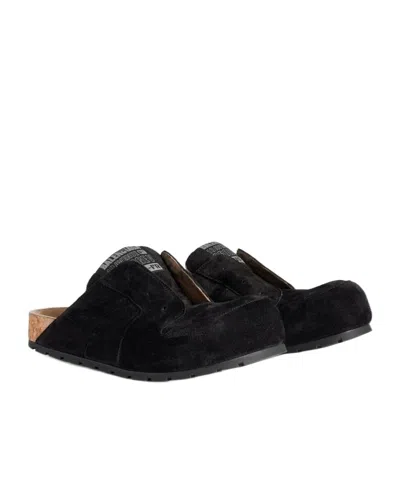 Balenciaga Dumbo Sabot In Distressed Suede Calfskin Men In Black