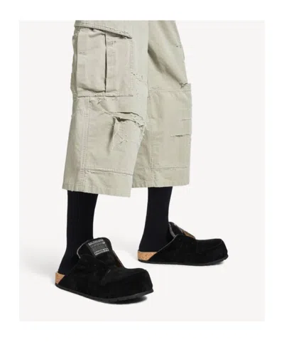 Balenciaga Dumbo Sabot In Distressed Suede Calfskin Men In Black