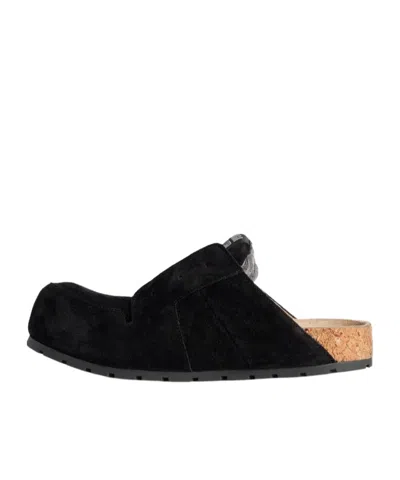 Balenciaga Dumbo Sabot In Distressed Suede Calfskin Men In Black
