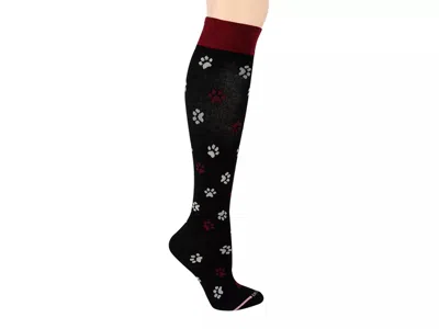 Dr Motion Dr. Motion Paw Print Compression Knee Socks In Black | ModeSens