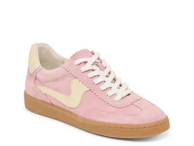 Dolce Vita Notice Guava Suede Leather Color Block Lace-up Sneakers In Pink