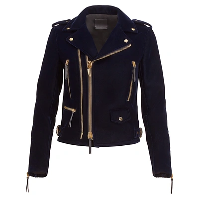 Giuseppe Zanotti Velvet Biker Jacket Ziggy In Blue