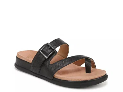 Vionic Wide Width Carmela Toe Loop Sandal In Black