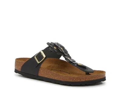 Birkenstock Gizeh Flower 1026693 Sandals Women Black Leather Thong Gal1567
