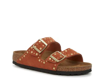 Birkenstock Arizona Rivets Studded Slide Sandal In Brown