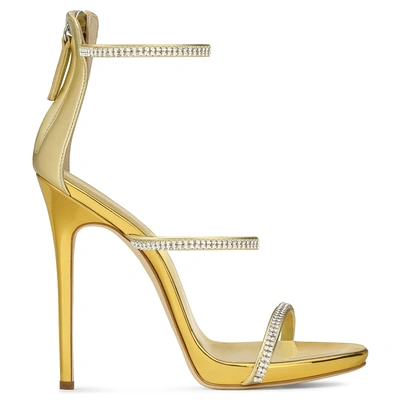 Giuseppe Zanotti Patent Leather 'harmony' Sandal With Crystals Harmony Sparkle In Gold