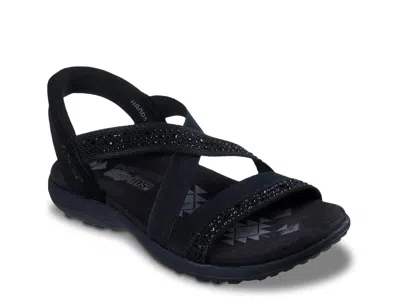 Skechers Womens Reggae Slim Summer Sparkle Strap Sandals In Black