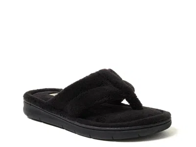 Dearfoams Wrenley Terry Womens Memory Foam Slip-on Slippers In Black