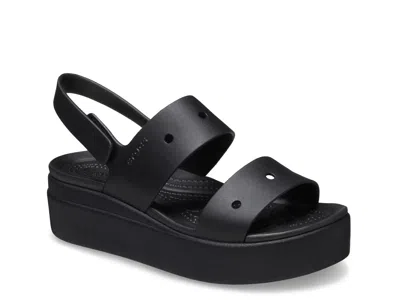 Crocs Womens Brooklyn Low Wedge Sandals In Black