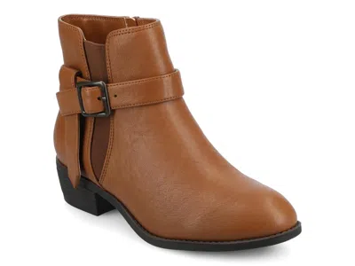 Journee Womens Devina Medium And Wide Width Buckle Detail Ankle Booties In Brown