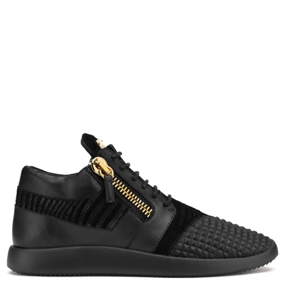 Shop Giuseppe Zanotti - Black Fabric 'runner' Sneaker Runner