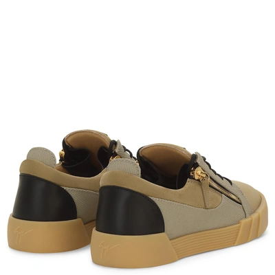 Shop Giuseppe Zanotti - Beige Suede And Frabric Low-top Sneaker The Shark 5.0 Low In Brown