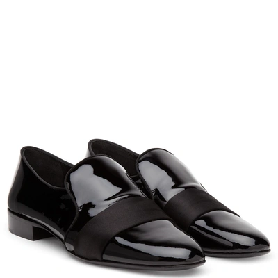 Shop Giuseppe Zanotti - Black Patent Leather Loafer Laurence