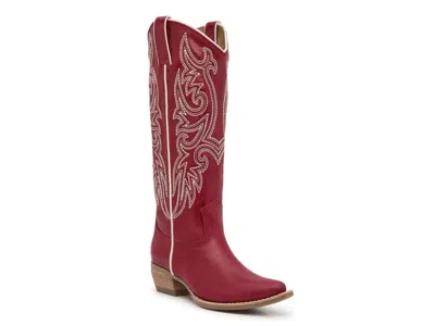 Frye And Co Irlene Tall Deco Stitch In Burgundy