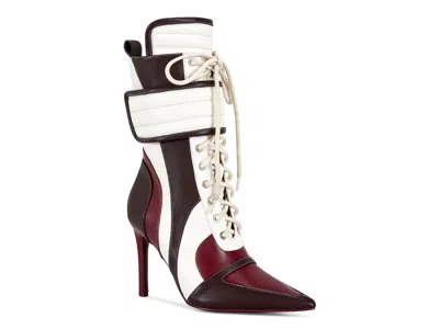 Azalea Wang Amada Patchwork Bootie In Burgundy