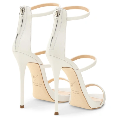 Shop Giuseppe Zanotti - White Nappa Sandal With Three Straps Harmony