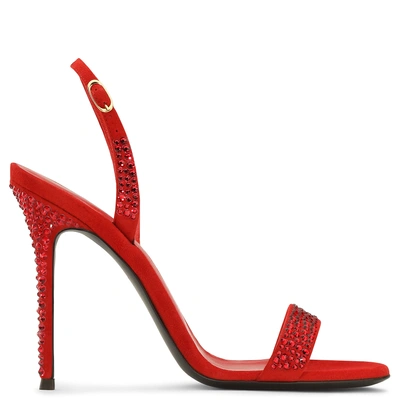 Giuseppe Zanotti - Red Suede Sandal With Crystals Adalie
