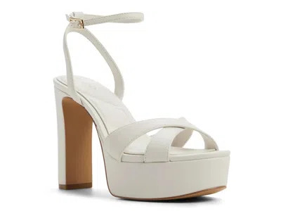 Aldo Rosine Ankle Strap Platform Sandal In White