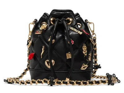 Aldo Romalovee Diamond Quilted Faux Leather Bucket Bag In Black
