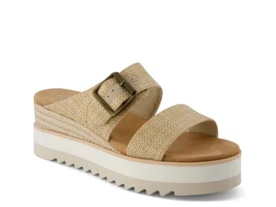Toms Women's Diana Mule Buckle Wedge Sandal Almond Raffia In Brown