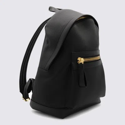 Tom Ford Black Leather Backpack In Black