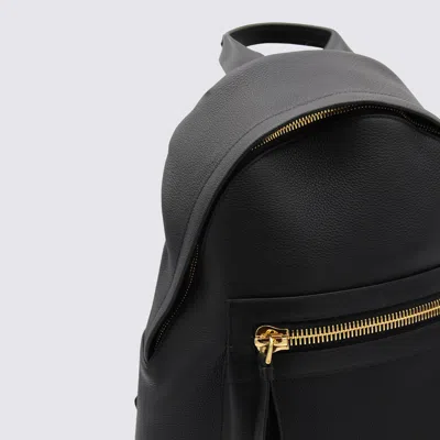 Tom Ford Black Leather Backpack In Black