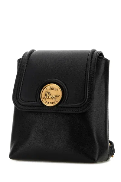 Chloé Chloe Women Black Leather Horse Medal Backpack In Black