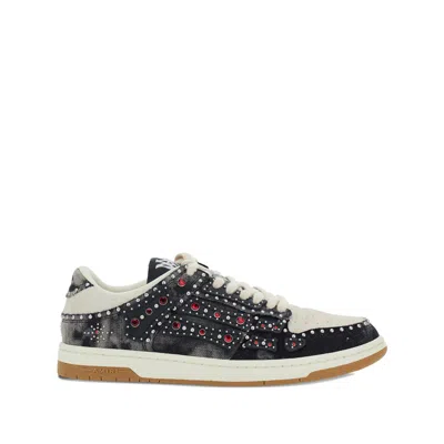 Amiri Skel Top Black Sneaker With Beads And Crystals Application And Logo On The Heel In Fabric And Cotton In Multi