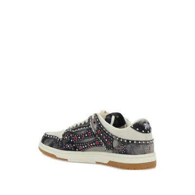 Amiri Skel Top Black Sneaker With Beads And Crystals Application And Logo On The Heel In Fabric And Cotton In Multi