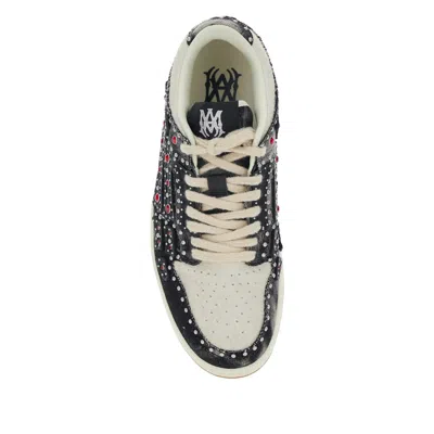 Amiri Skel Top Black Sneaker With Beads And Crystals Application And Logo On The Heel In Fabric And Cotton In Multi